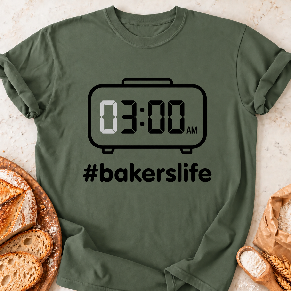 3AM Bakers Life T-Shirt — Military Green