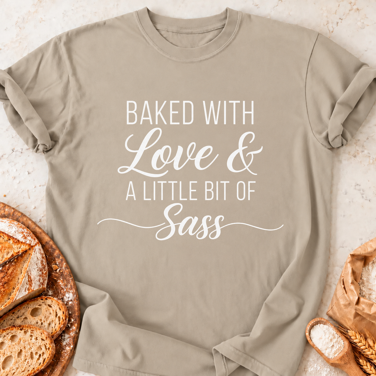 Baked With Sass T-Shirt — Sand