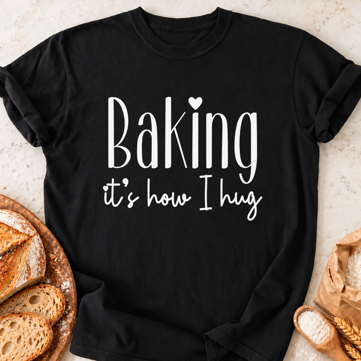 Baking Hug Heart T-Shirt — Black
