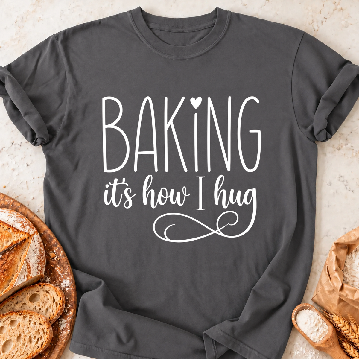 Baking Hug Swirl T-Shirt — Charcoal