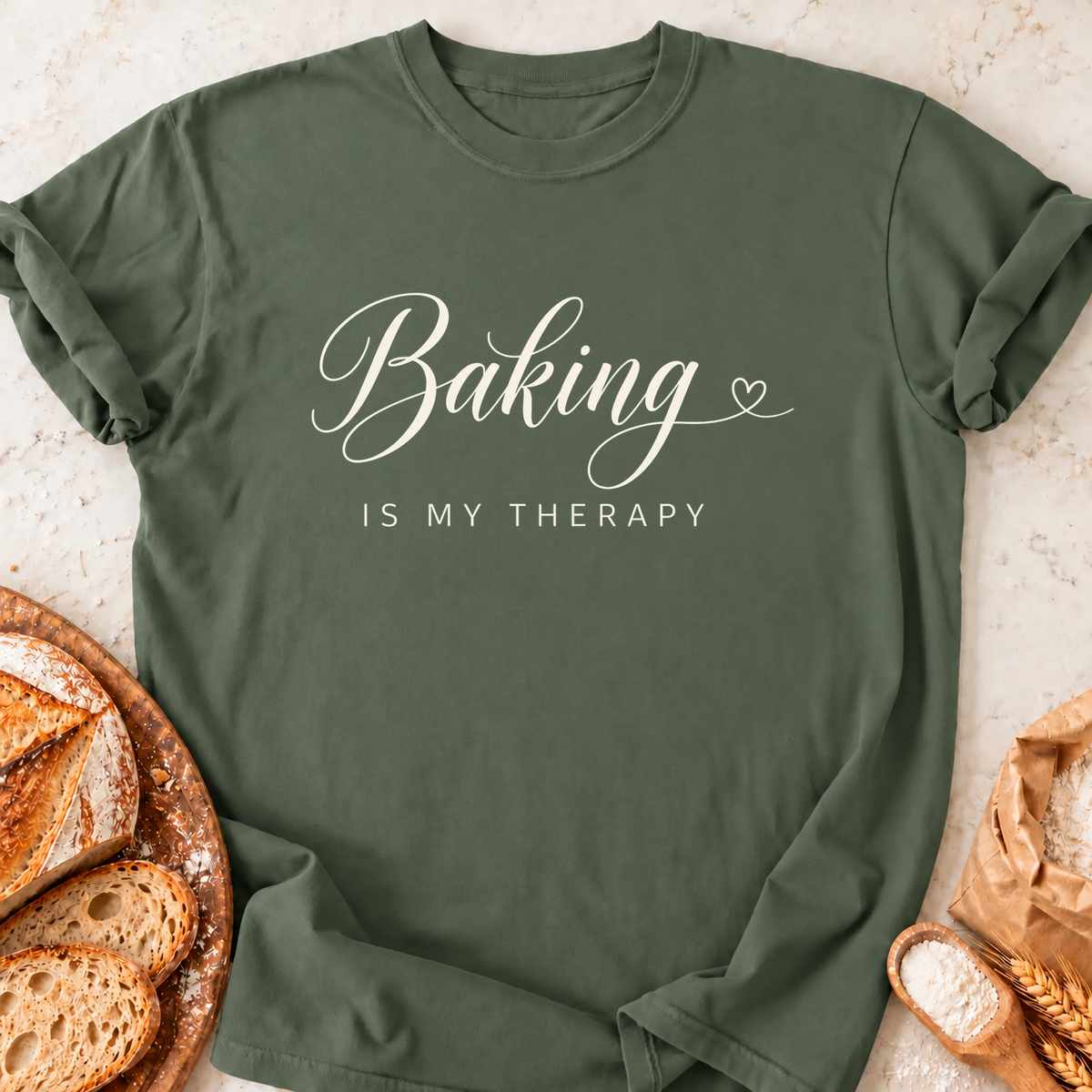 Baking Therapy T-Shirt — Military Green