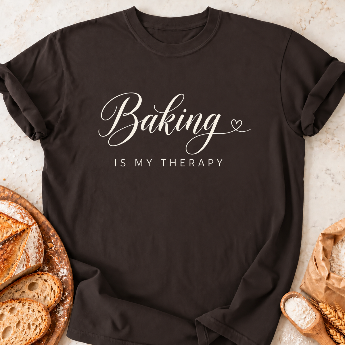 Baking Therapy T-Shirt — Dark Chocolate