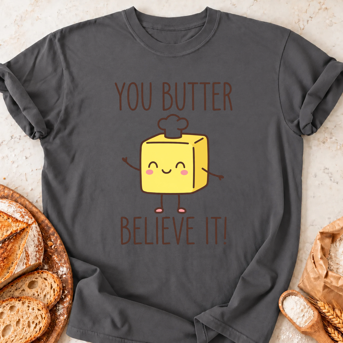 Butter Believe It T-Shirt — Charcoal