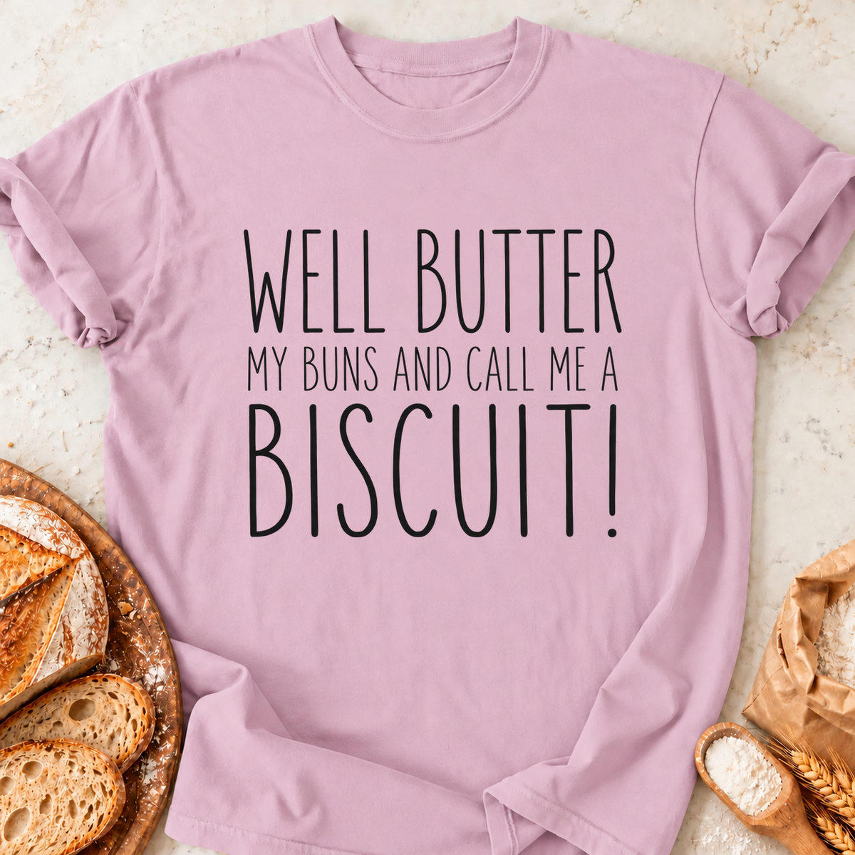 Butter My Buns T-Shirt — Light Pink