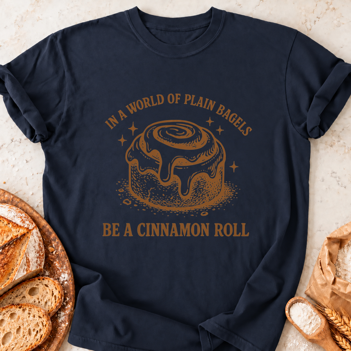 Cinnamon Roll T-Shirt — Navy
