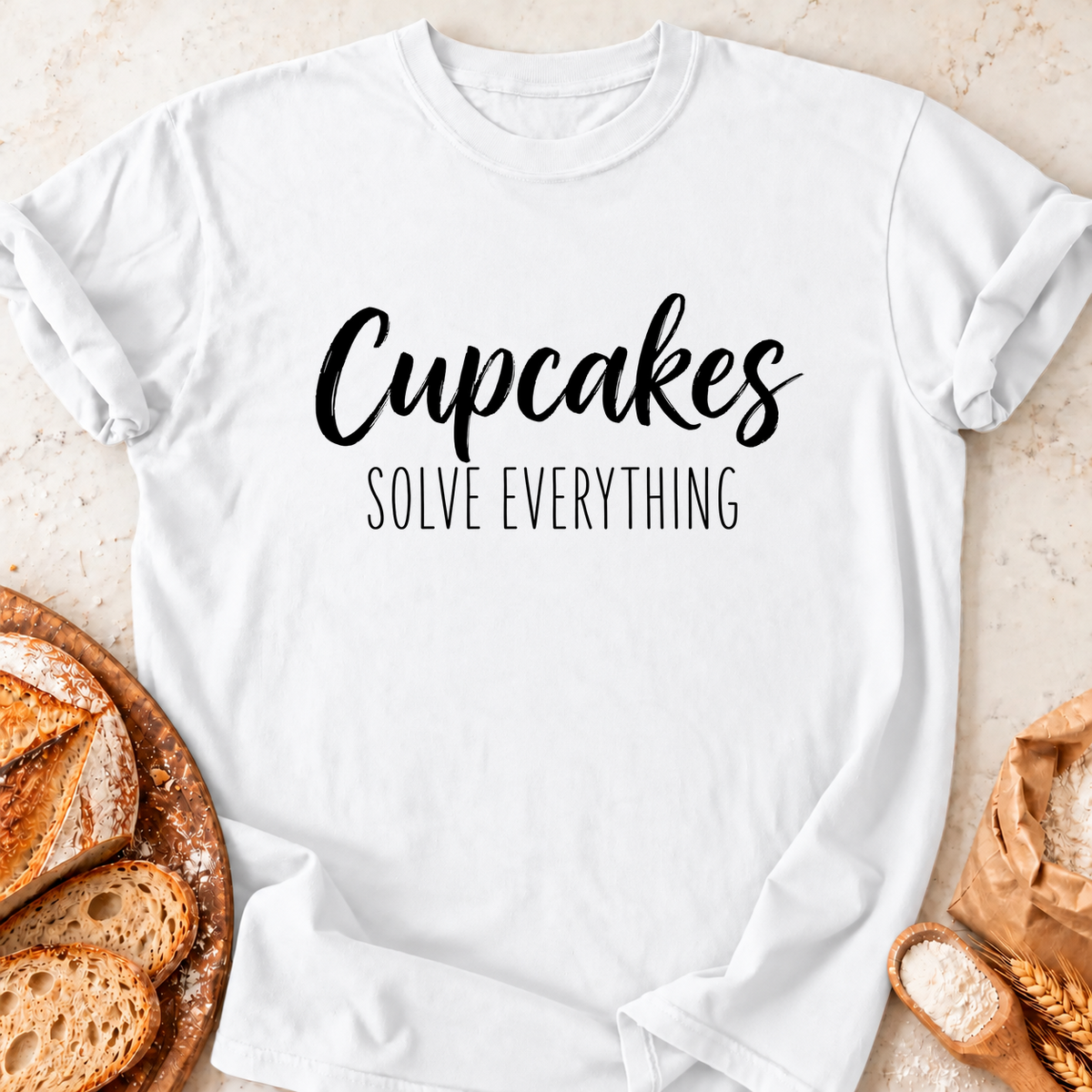 Cupcakes Solve Everything T-Shirt — White