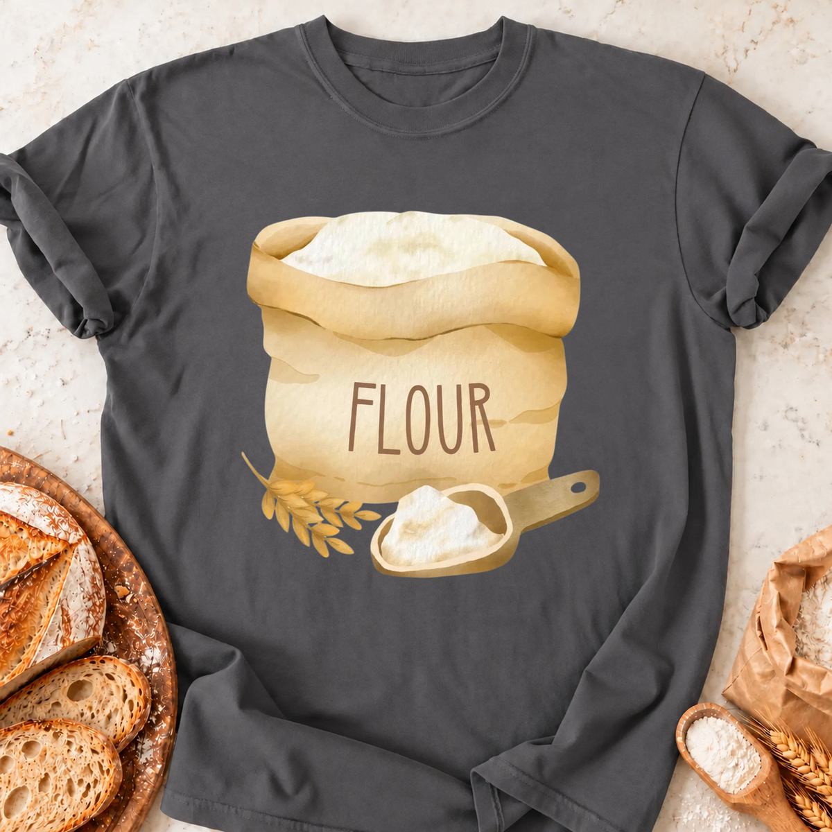 Flour Sack Scoop T-Shirt — Charcoal