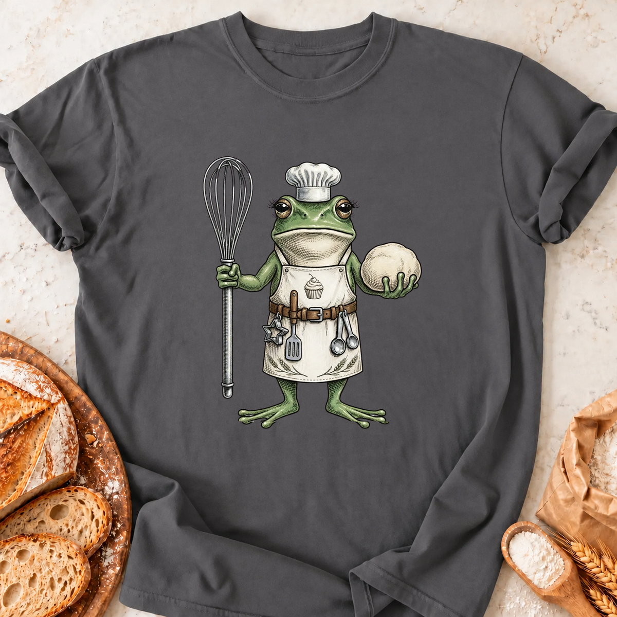 Frog Whisk Dough T-Shirt — Charcoal