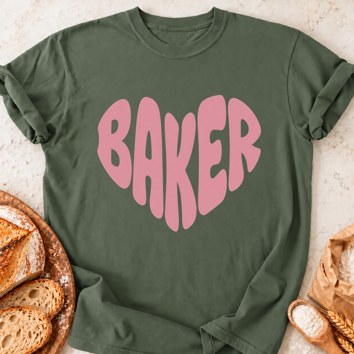 Heart Baker T-Shirt — Military Green