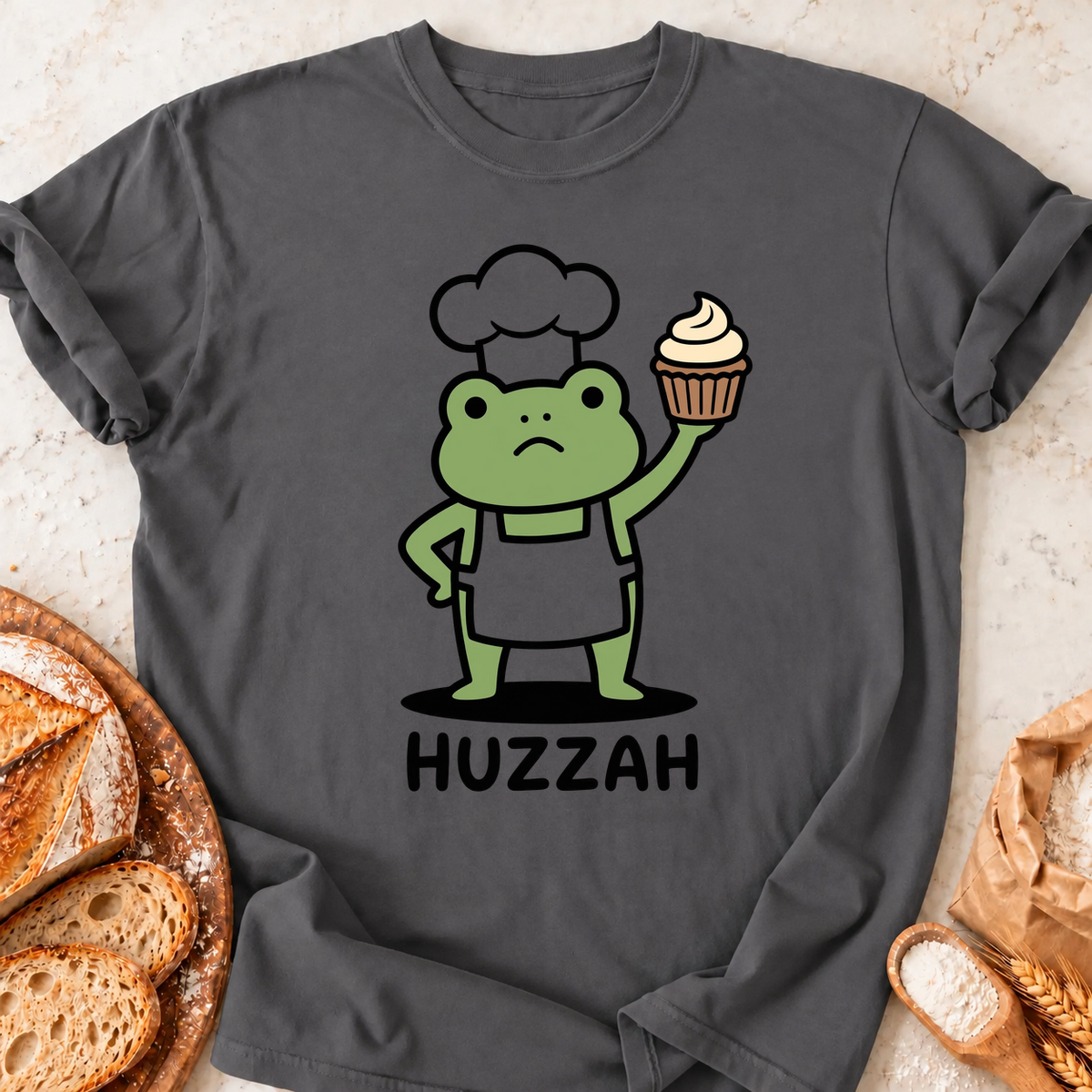Huzzah Frog T-Shirt — Charcoal