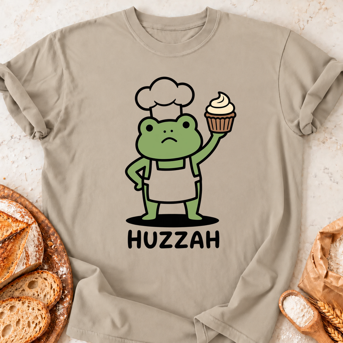 Huzzah Frog T-Shirt — Sand