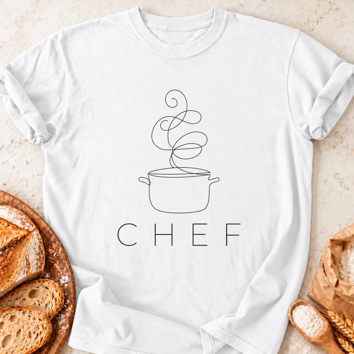 Minimalist Chef Pot T-Shirt — White
