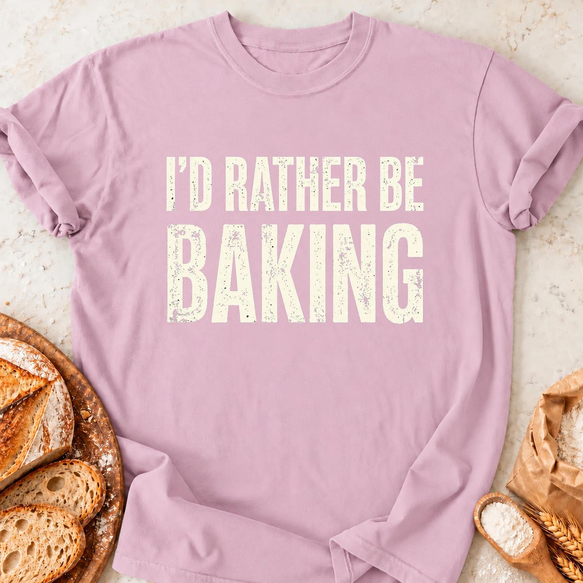 Rather Be Baking T-Shirt — Light Pink