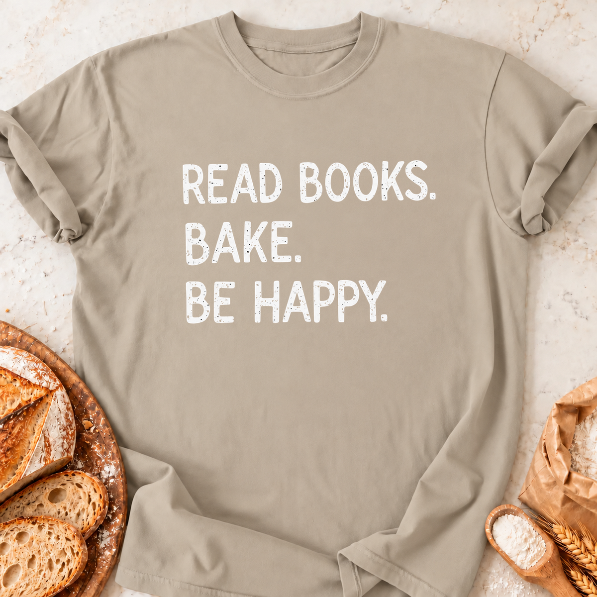 Read Bake Happy T-Shirt — Sand