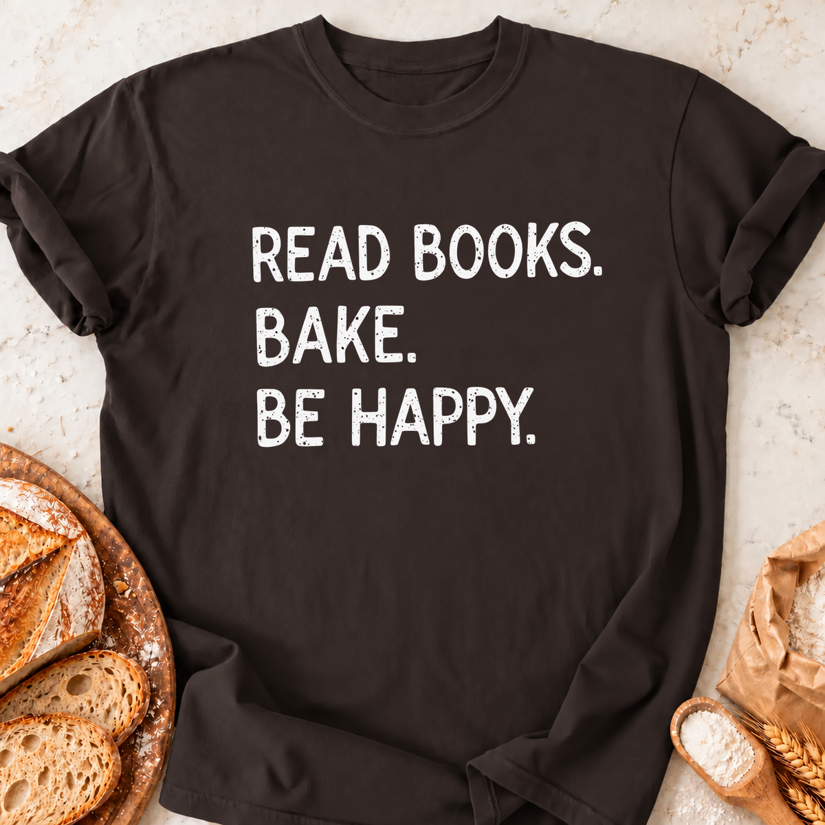 Read Bake Happy T-Shirt — Dark Chocolate