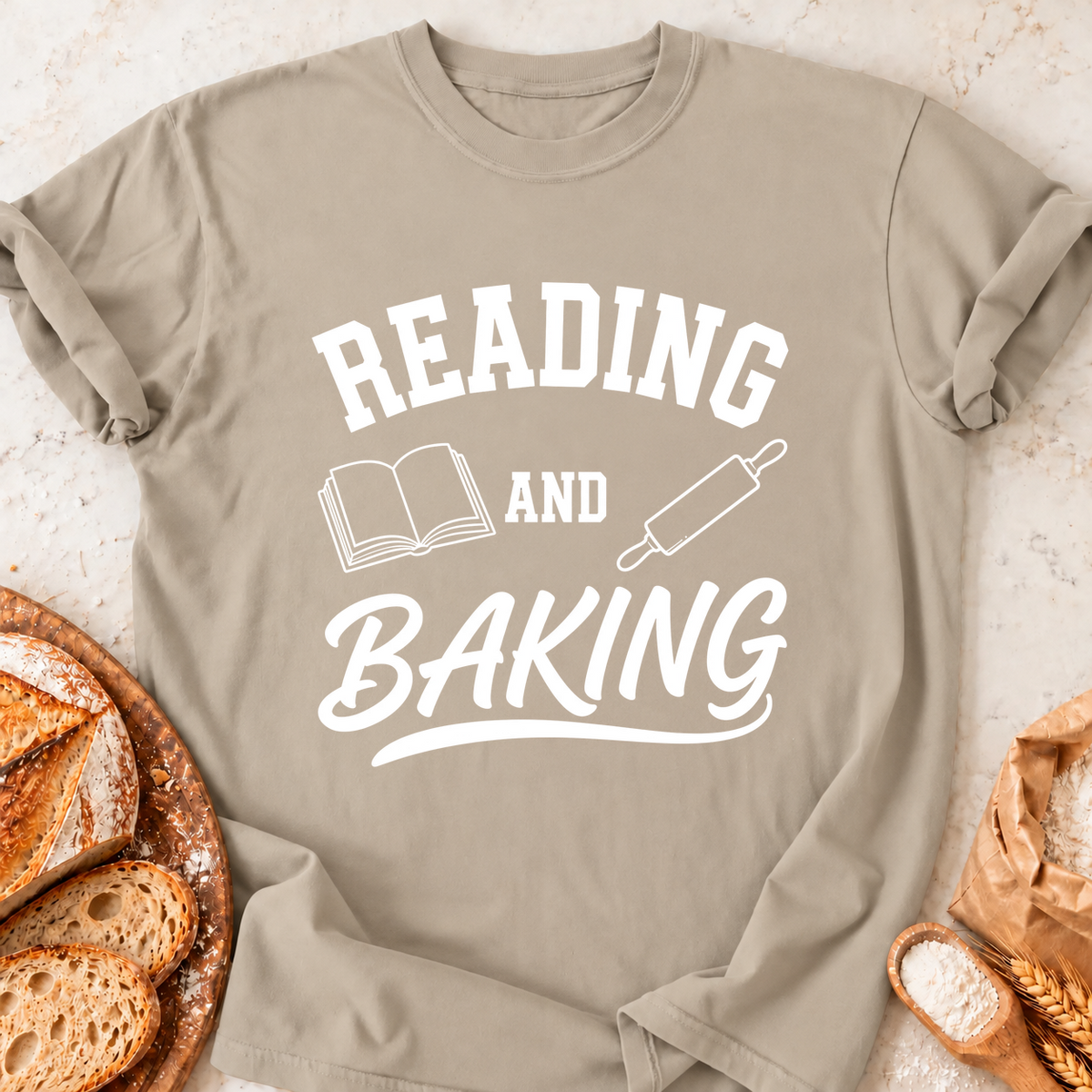 Reading And Baking T-Shirt — Sand