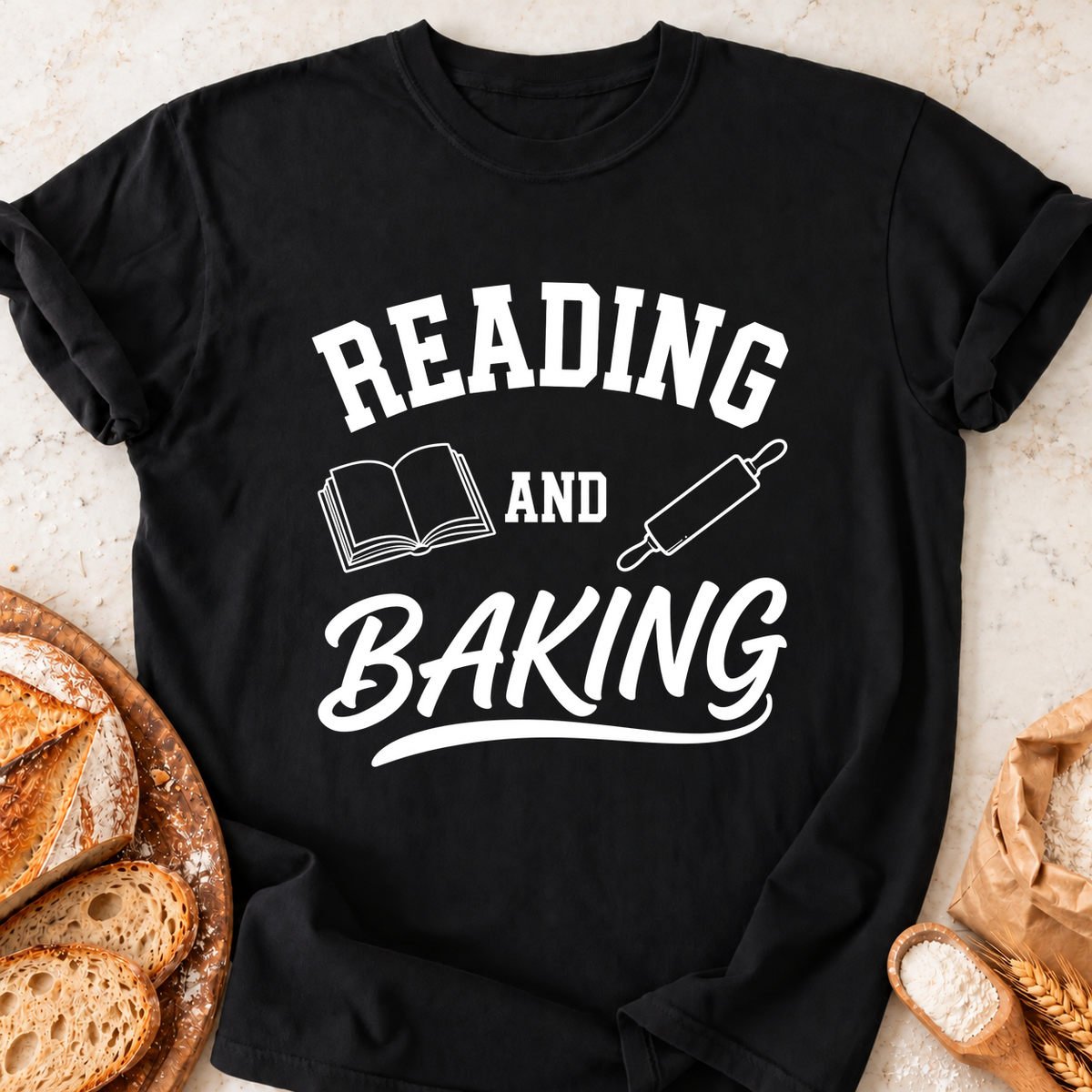 Reading And Baking T-Shirt — Black