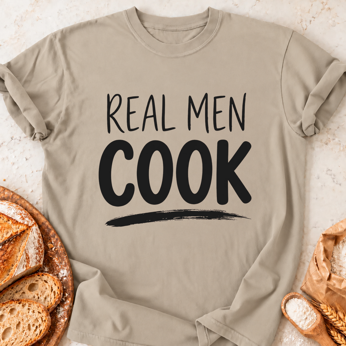 Real Men Cook T-Shirt — Sand