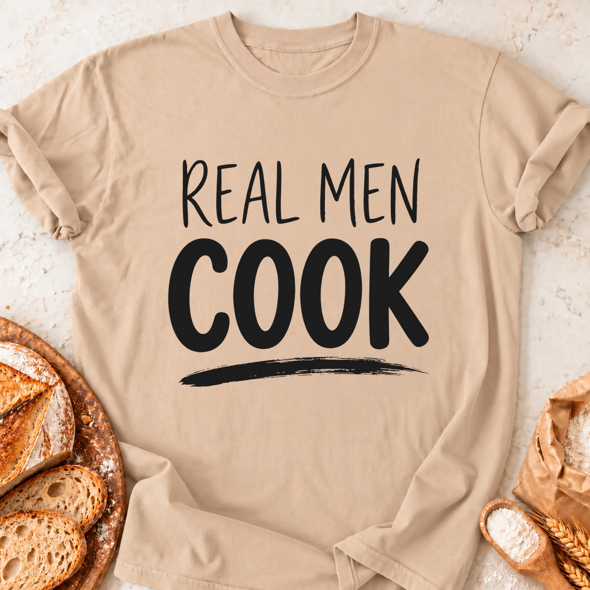Real Men Cook T-Shirt — Natural