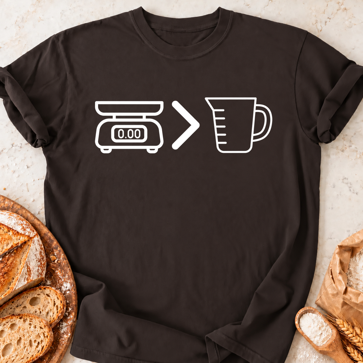 Scales Over Cups T-Shirt — Dark Chocolate