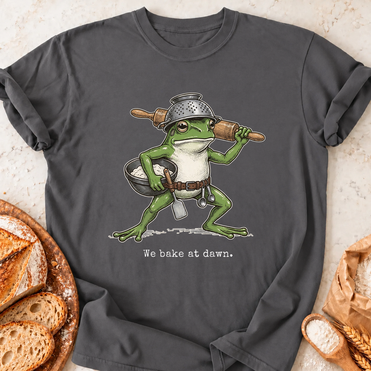 We Bake at Dawn T-Shirt — Charcoal