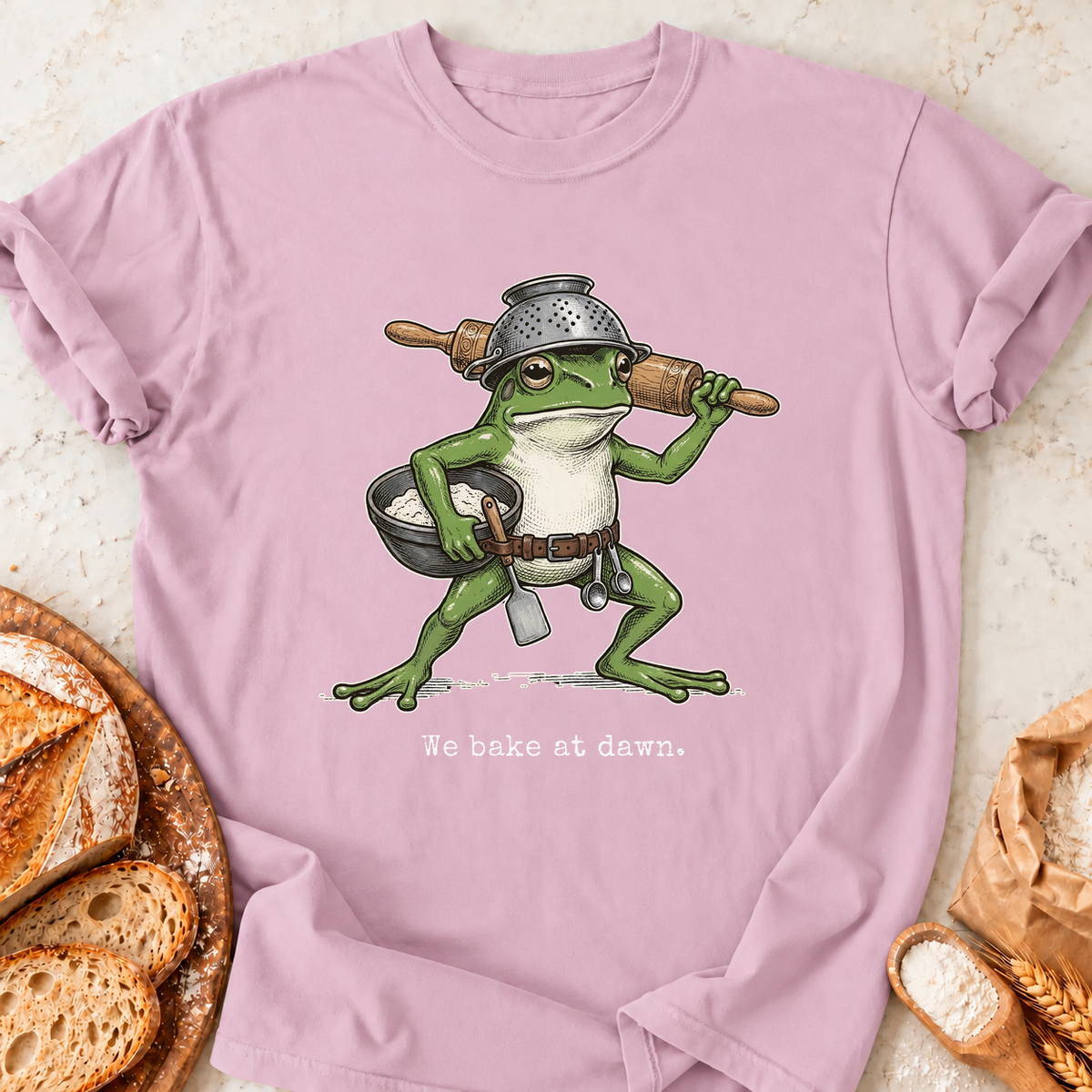 We Bake at Dawn T-Shirt — Light Pink